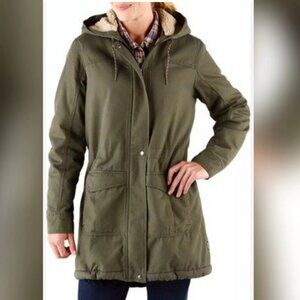 Patagonia Insulated Prairie Dawn Parka Sage Women Cotton Canvas/Sherpa Size S